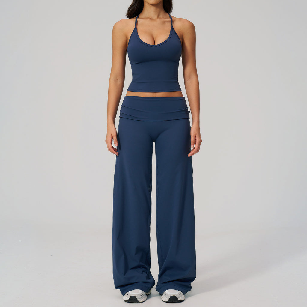 Conjunto de Yoga Espalda Nadadora con Pantalón Ancho