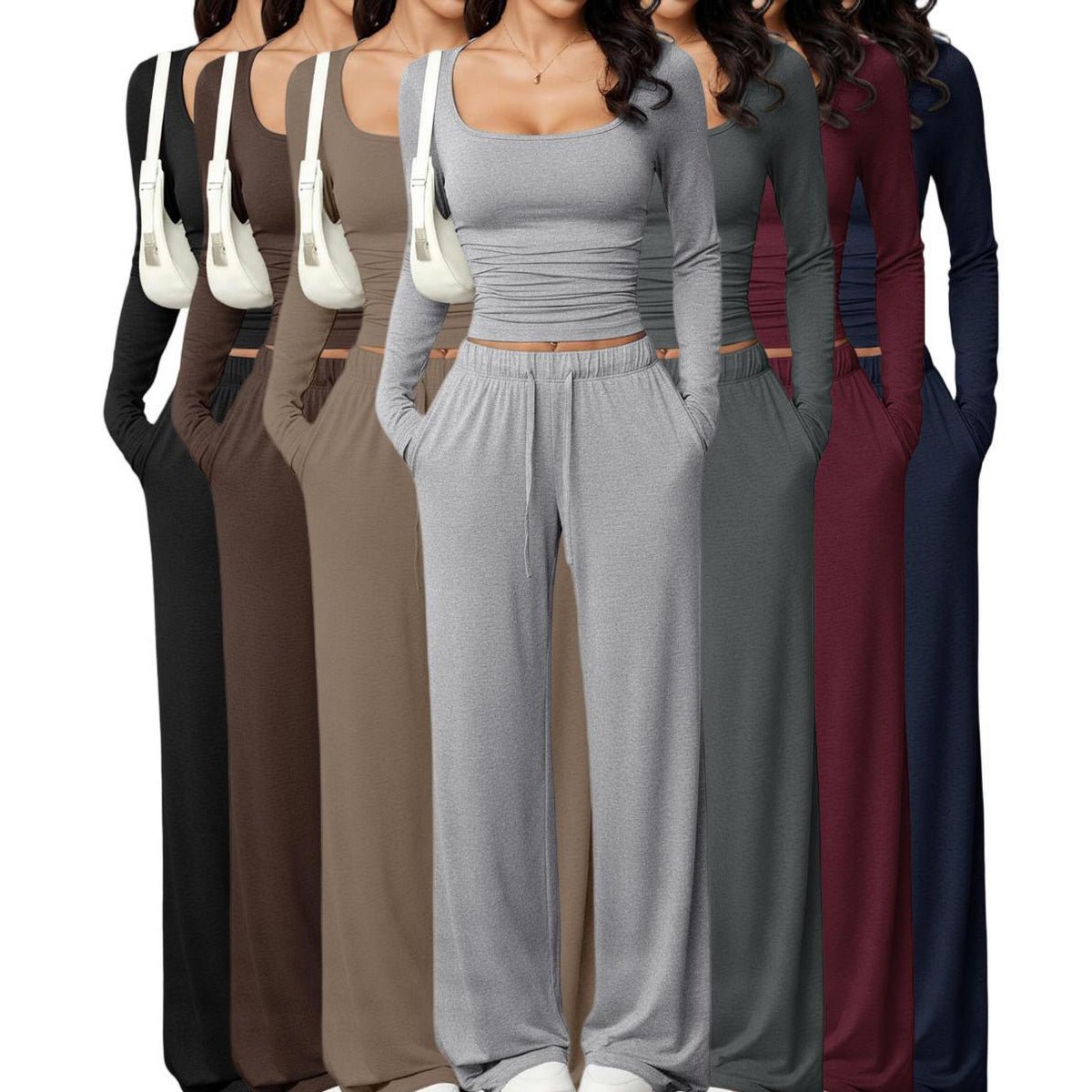 Conjunto Chándal para Mujer con Cuello Cuadrado y Manga Larga