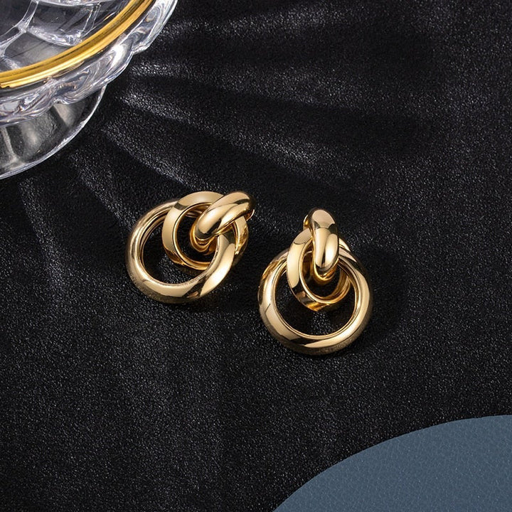 Pendientes Geométricos de Doble Capa Calados para Mujer