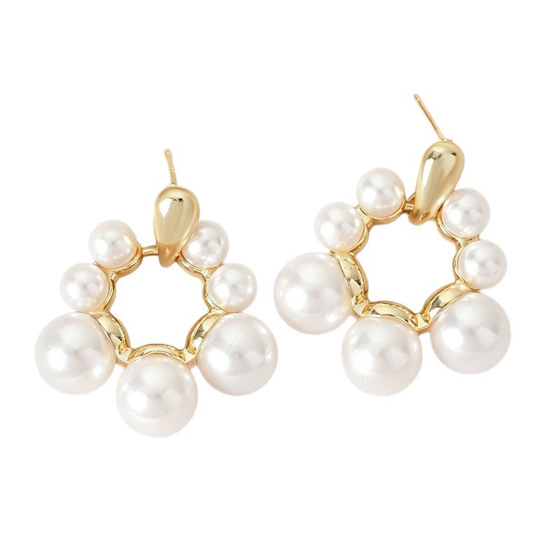 Pendientes Aro Vintage con Perlas y Flores