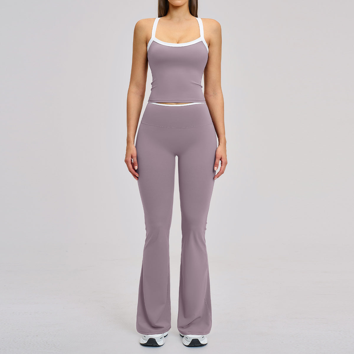 High-Waisted Yoga Set with Flared Pants