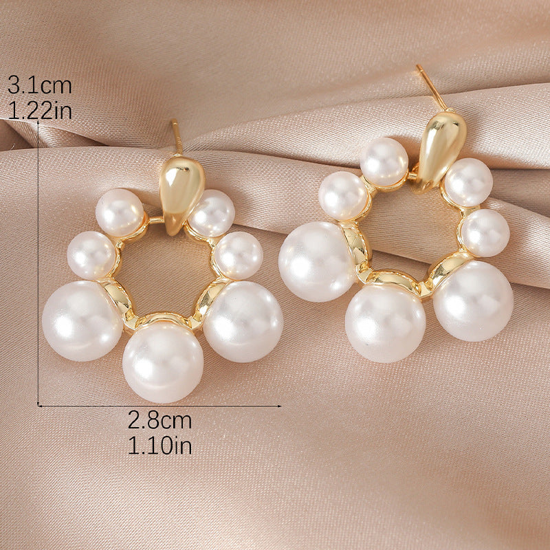 Pendientes Aro Vintage con Perlas y Flores