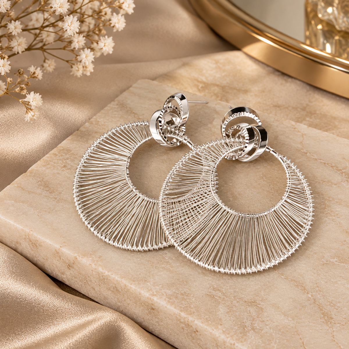 Pendientes Metálicos Geométricos Estilo Retro
