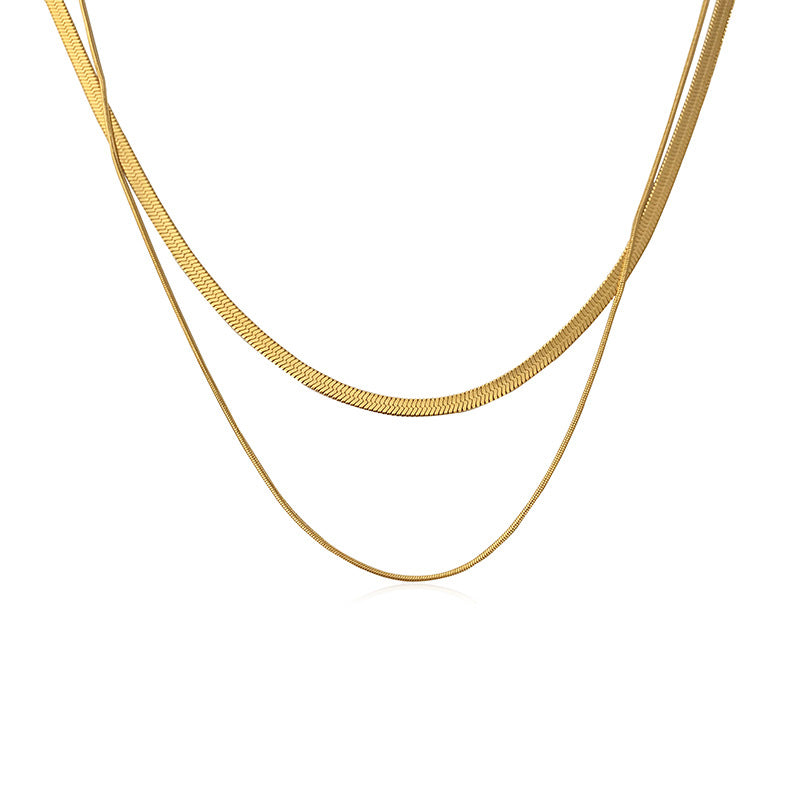 Collar Doble Capa Retro Cadena Serpiente Clavícula Mujer