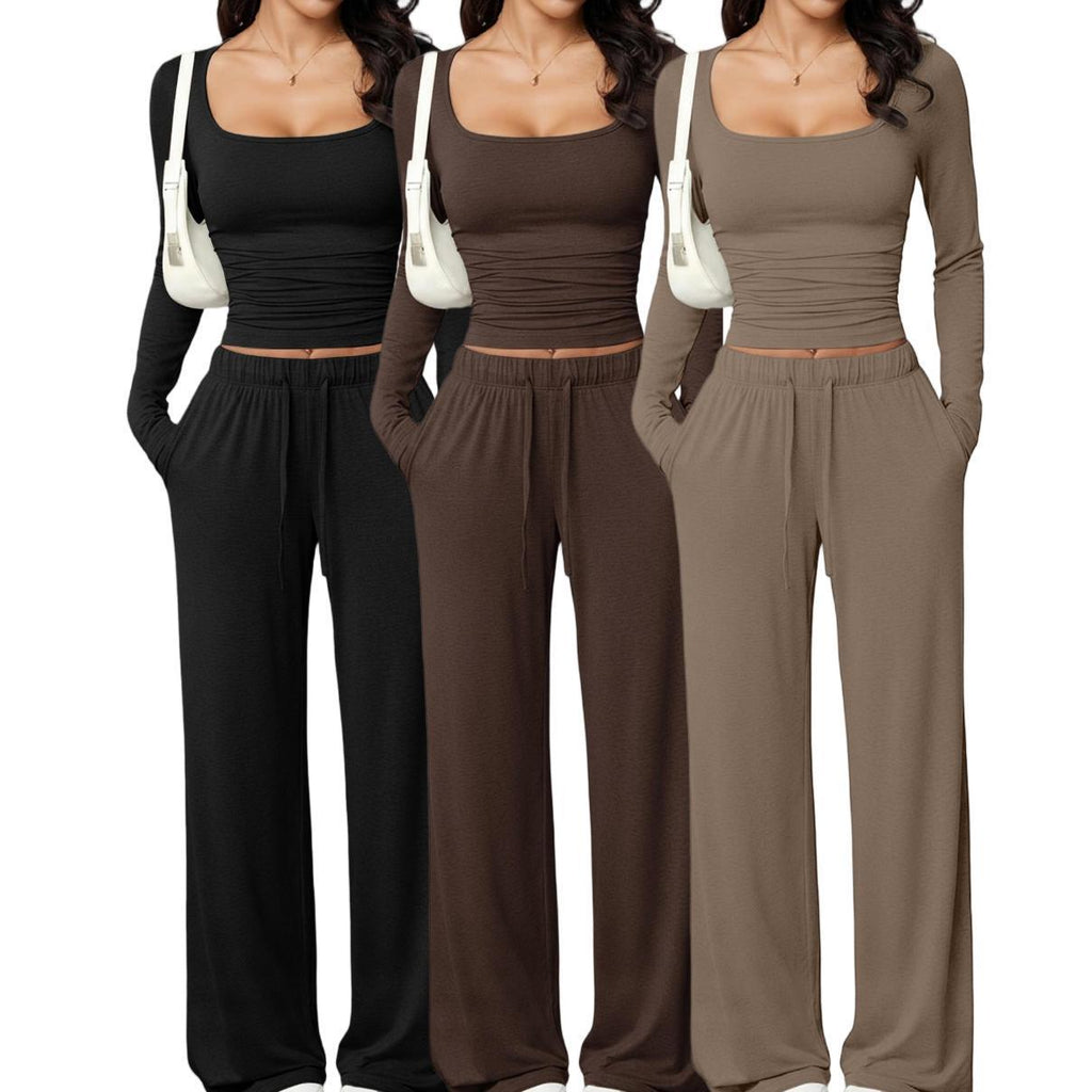 Conjunto Chándal para Mujer con Cuello Cuadrado y Manga Larga