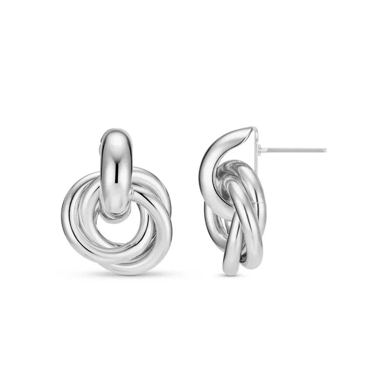 Pendientes Geométricos de Doble Capa Calados para Mujer