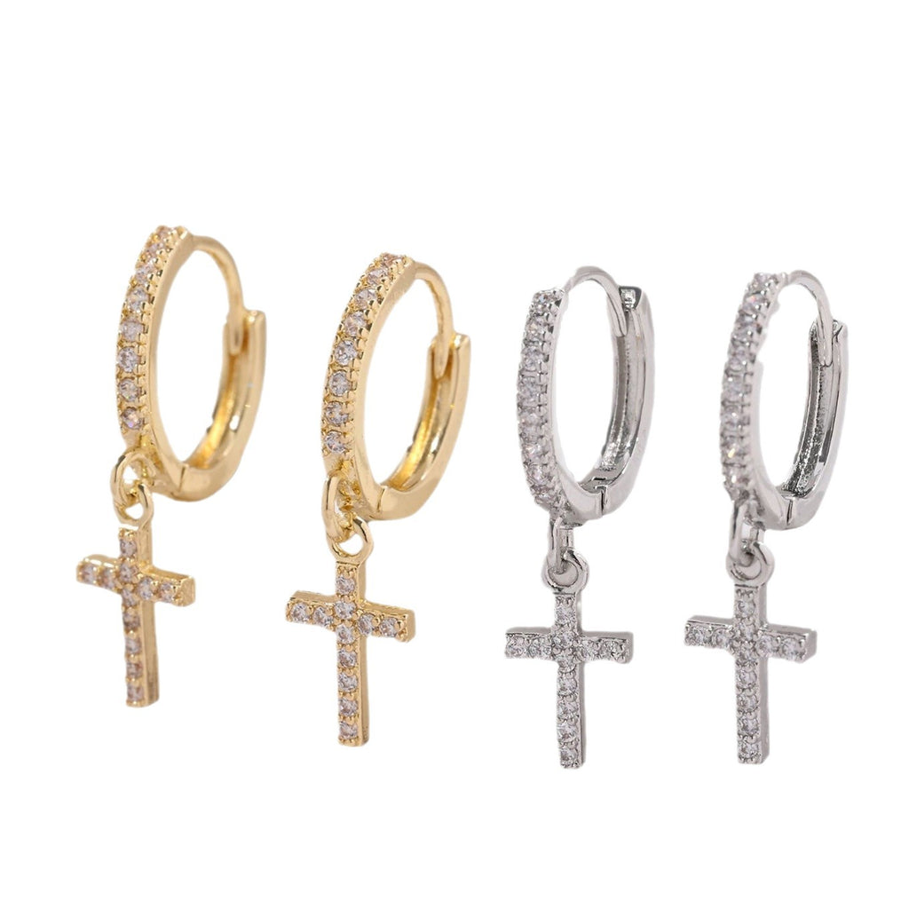 Pendientes Aro con Colgante de Cruz