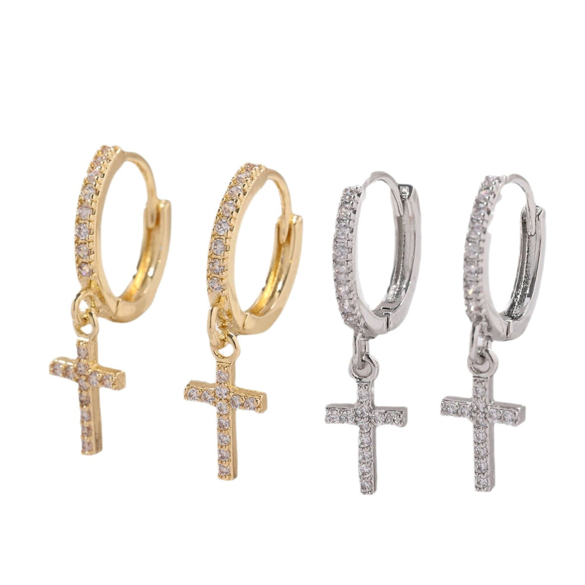 Pendientes Aro con Colgante de Cruz