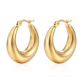 Pendientes Retro Media Luna Calados Acero Inoxidable Baño Oro 18k Mujer