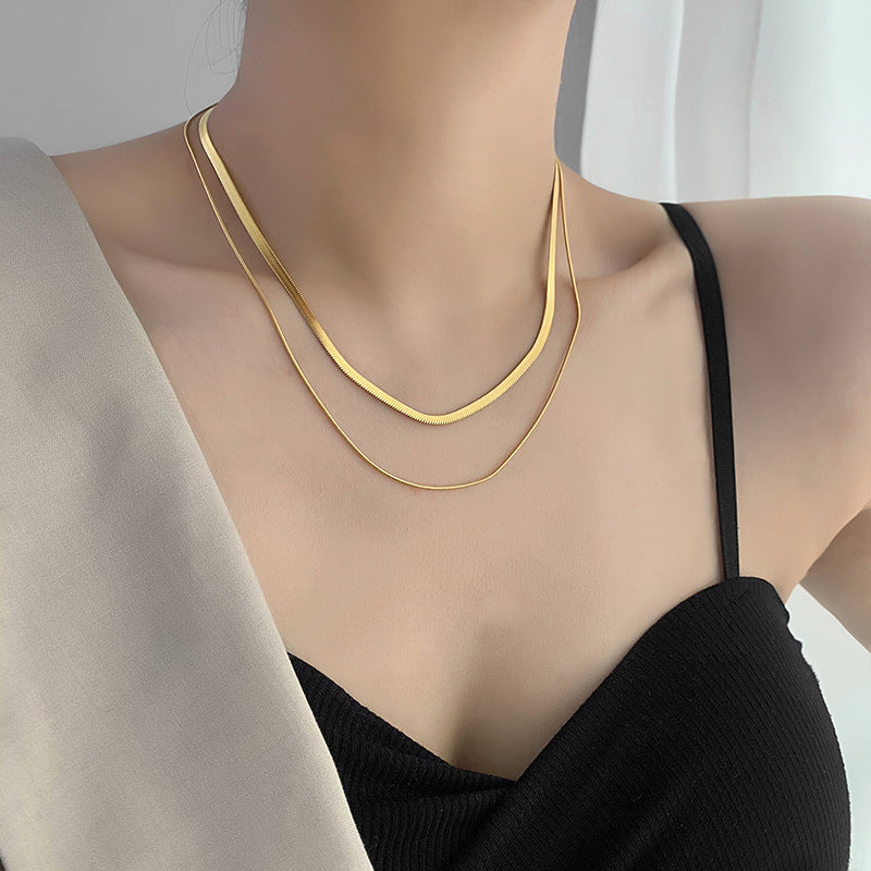 Collar Doble Capa Retro Cadena Serpiente Clavícula Mujer
