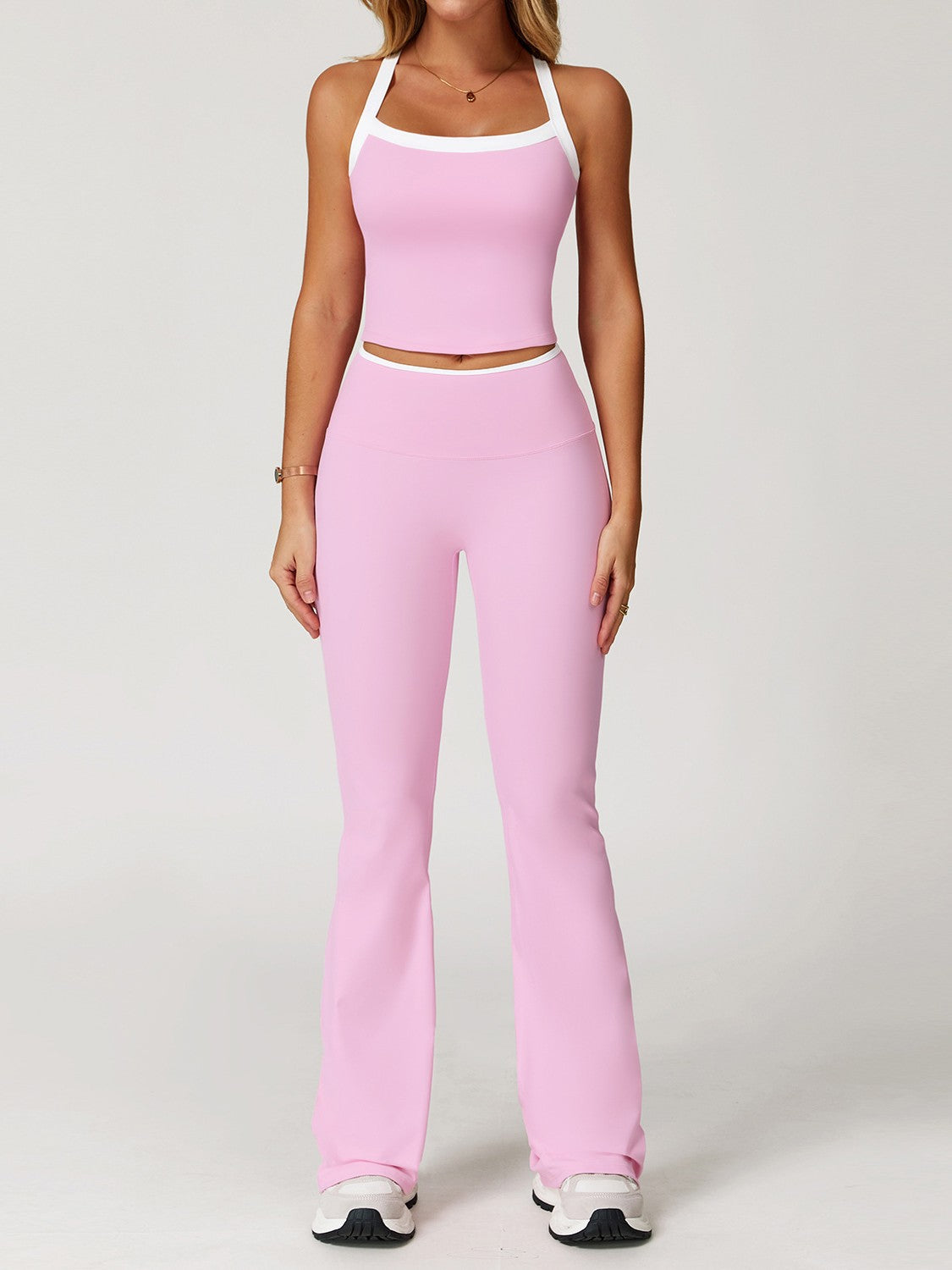 High-Waisted Yoga Set with Flared Pants