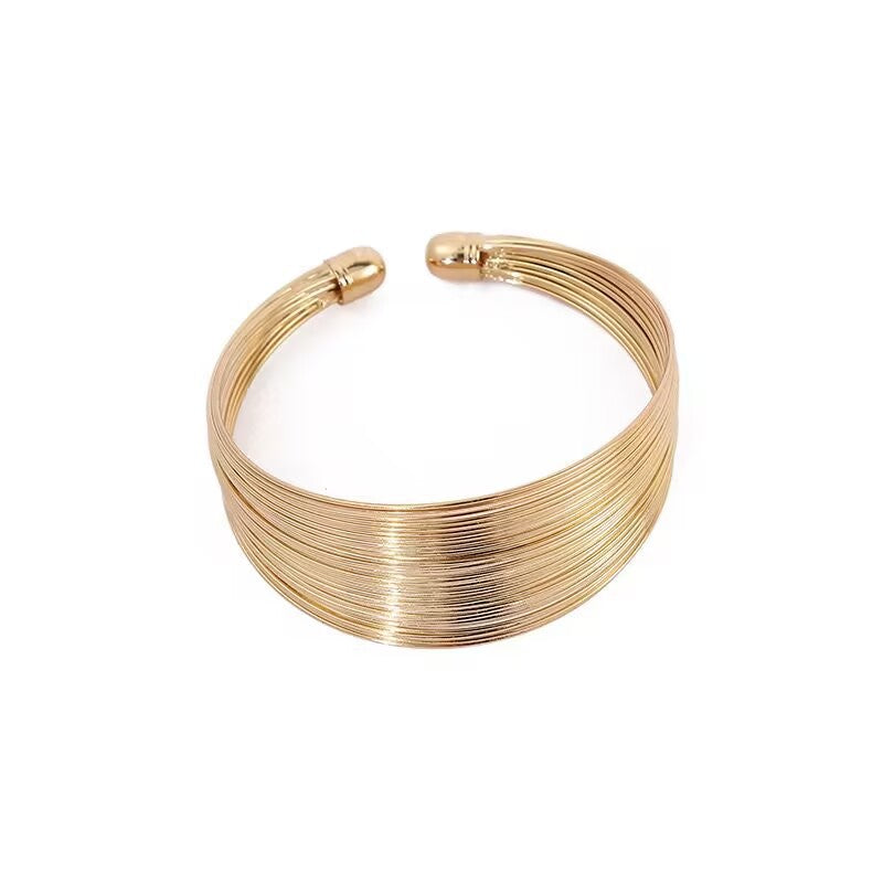 Pulsera Metálica Abierta Geométrica