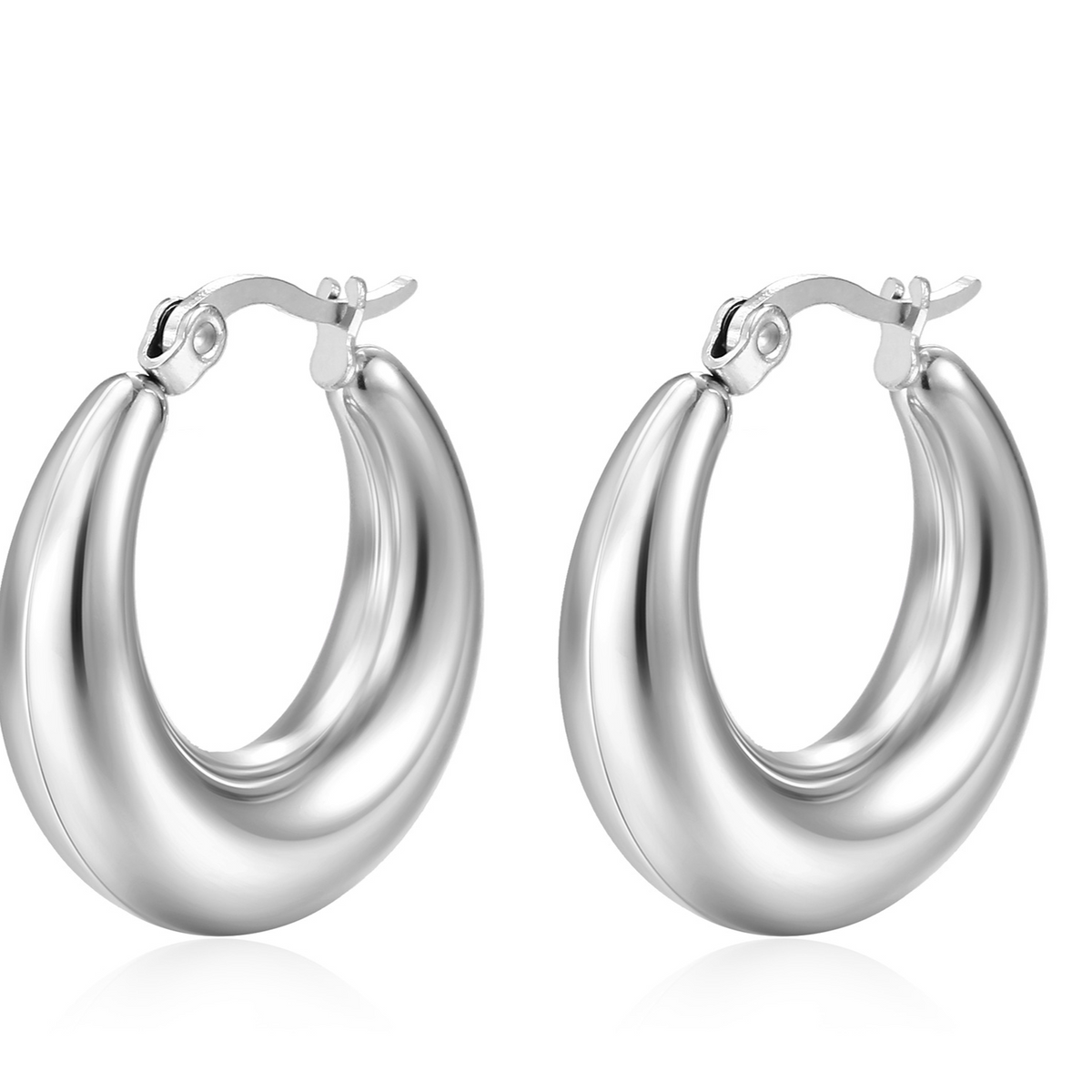 Pendientes Retro Media Luna Calados Acero Inoxidable Baño Oro 18k Mujer