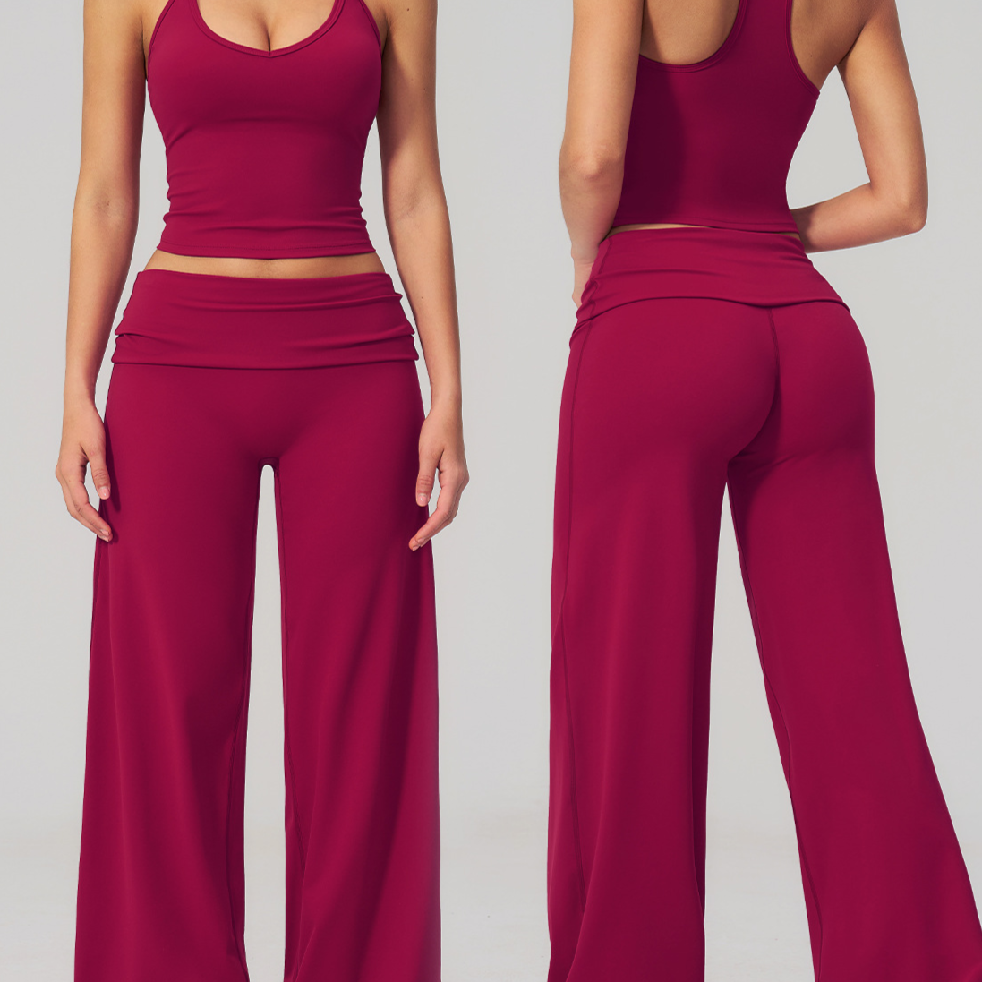 Conjunto de Yoga Espalda Nadadora con Pantalón Ancho