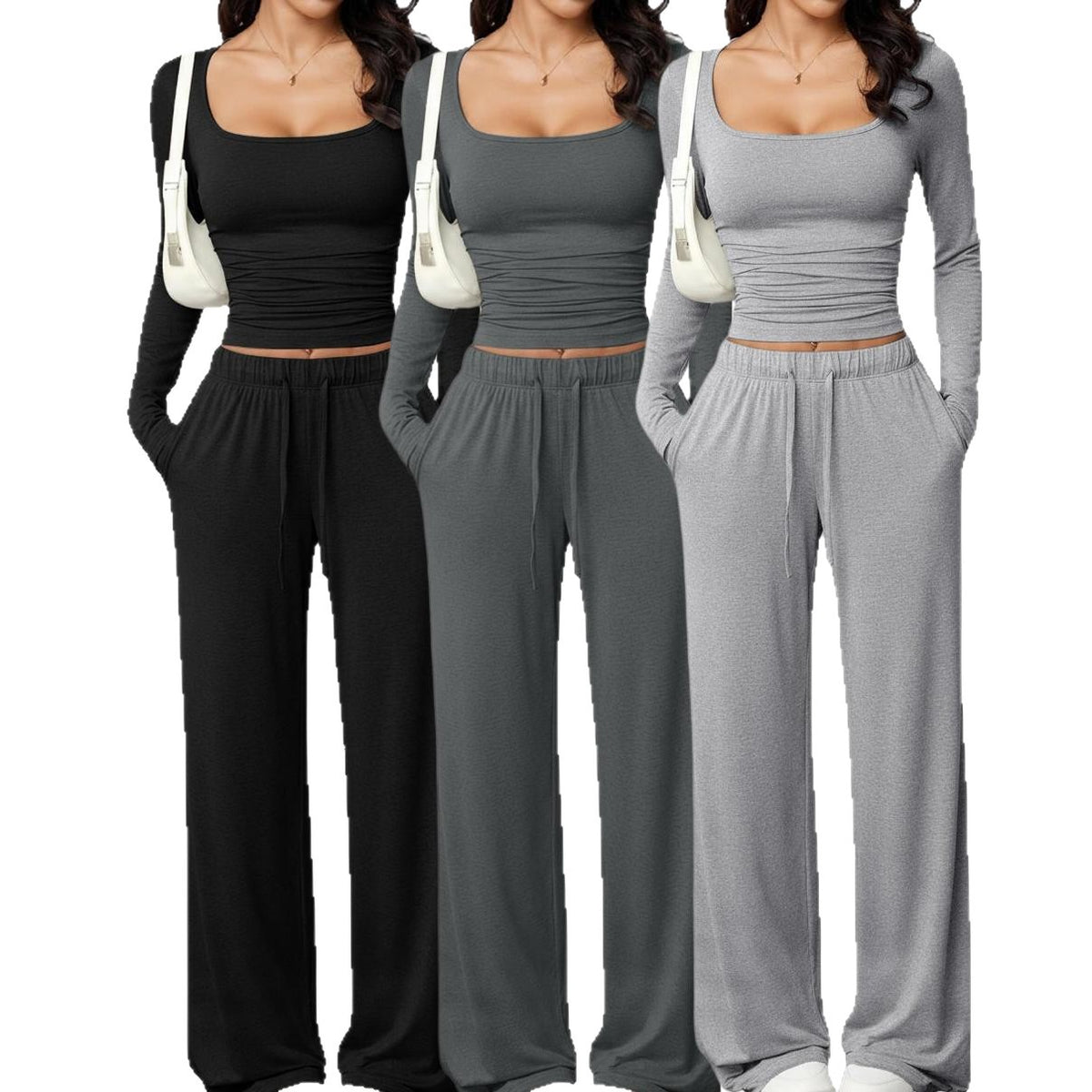 Conjunto Chándal para Mujer con Cuello Cuadrado y Manga Larga
