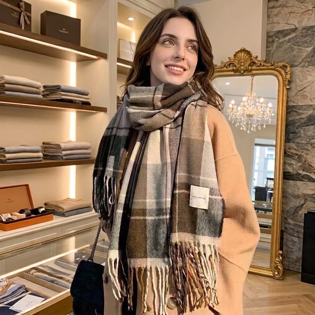 Bufanda de Invierno Mujer Diseño Cuadros