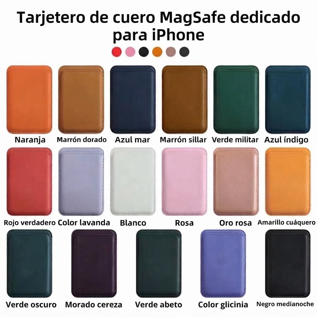 Funda Tarjetero Magnética para iPhone 12-15, Cuero PU con Sujeción Fuerte