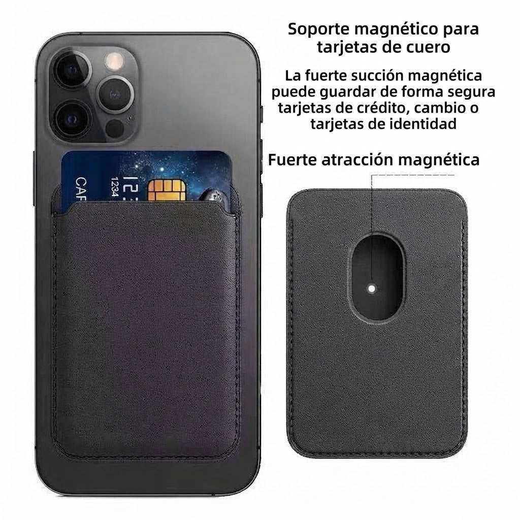 Funda Tarjetero Magnética para iPhone 12-15, Cuero PU con Sujeción Fuerte