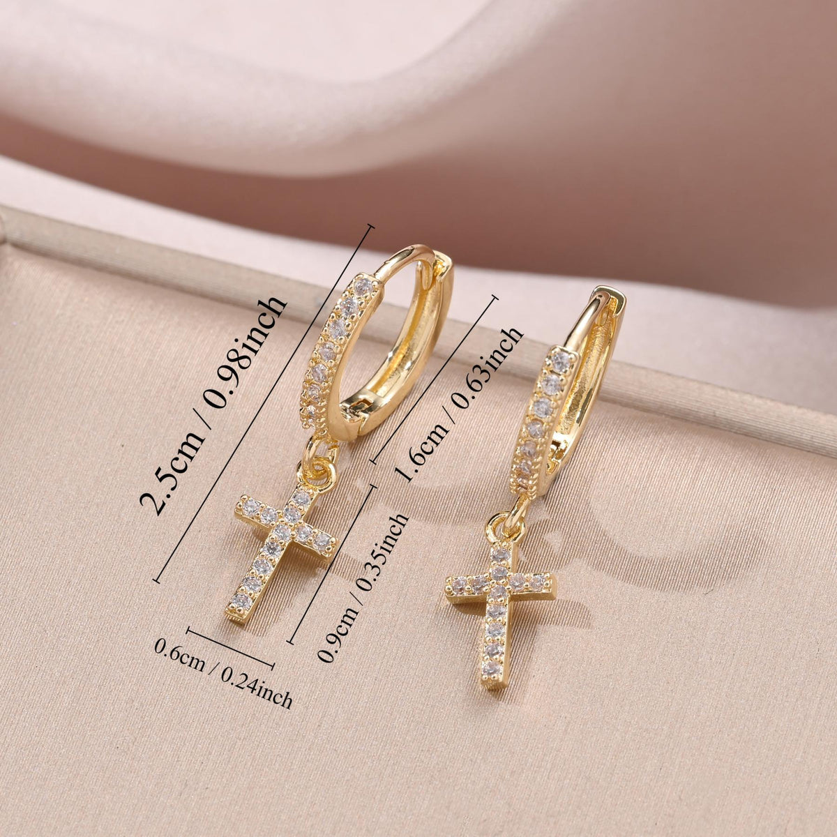 Pendientes Aro con Colgante de Cruz