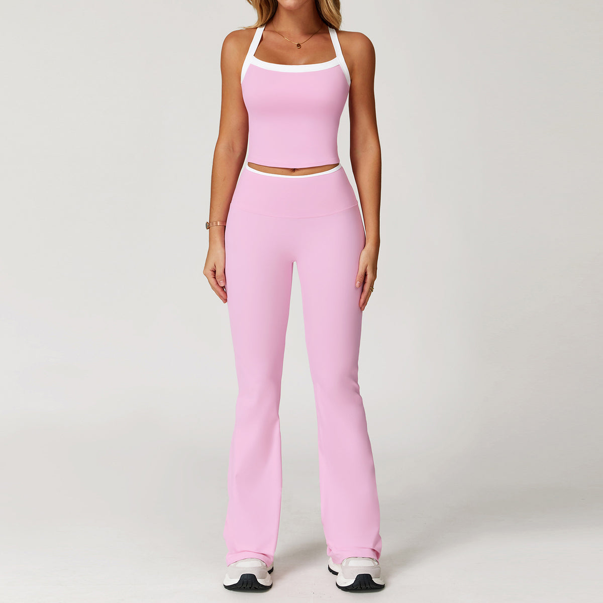 High-Waisted Yoga Set with Flared Pants