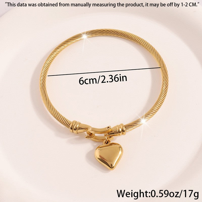 Pulsera de Acero Inoxidable con Diseño de Corazón